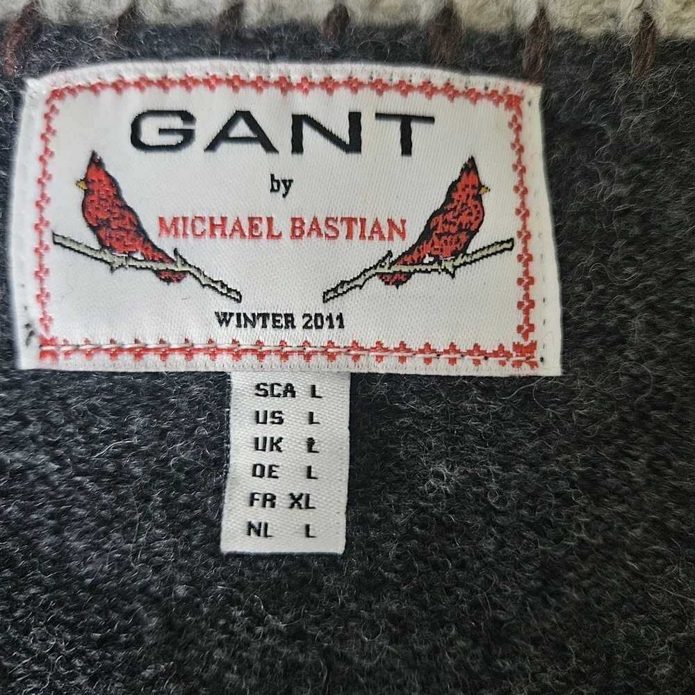 Gant By Michael Bastian Grey Shetland Wool Sweater Size L - Picture 7 of 10